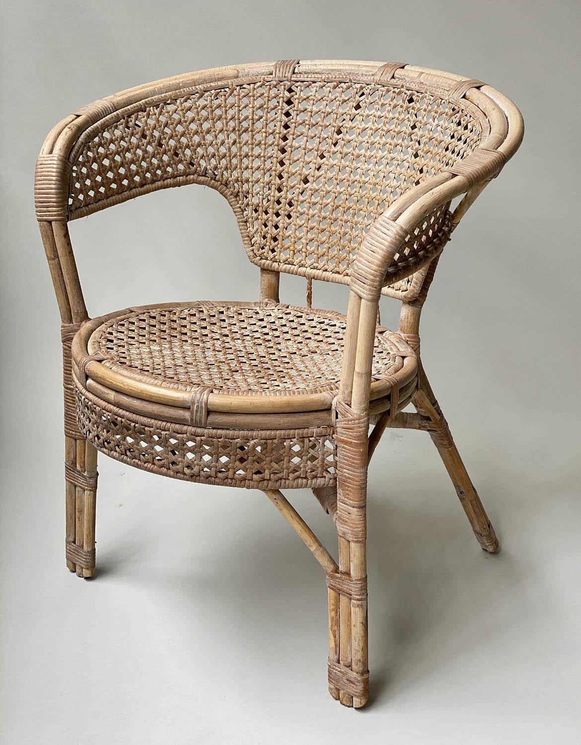 CONSERVATORY ARMCHAIRS, a pair, vintage bamboo framed cane bound and wicker panelled together with a - Image 7 of 7