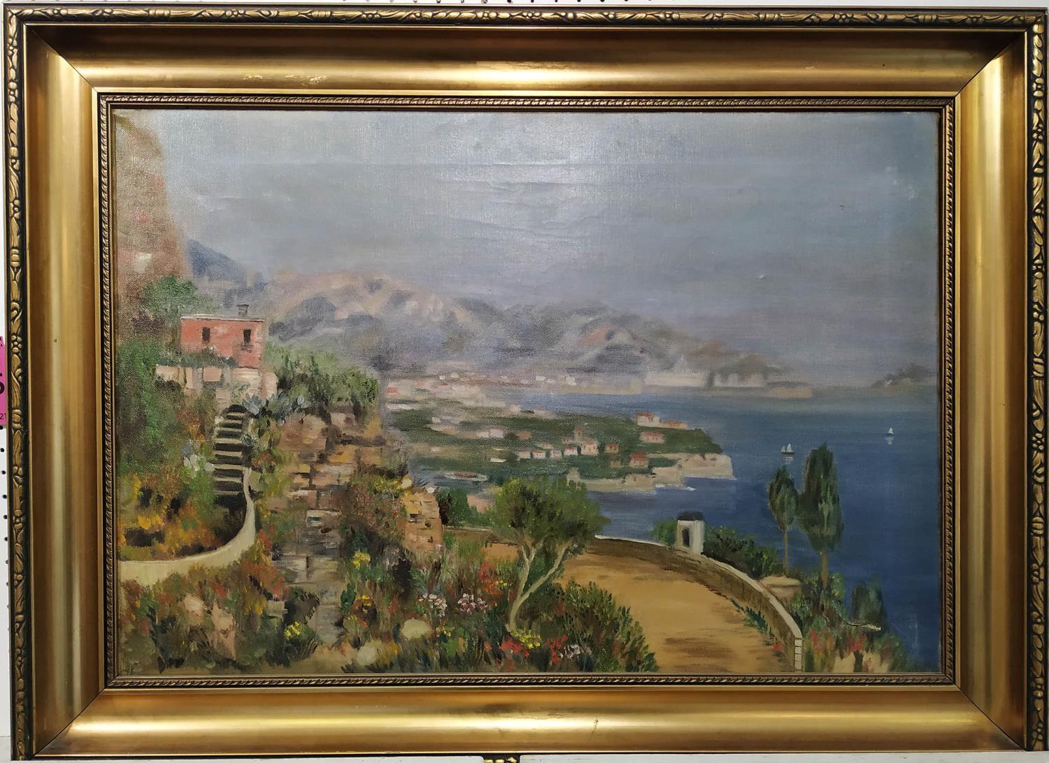 P. MOGENSEN (20th Century Danish) 'Côte d'Azur', oil on canvas, signed to stretcher, 44cm x 60cm,
