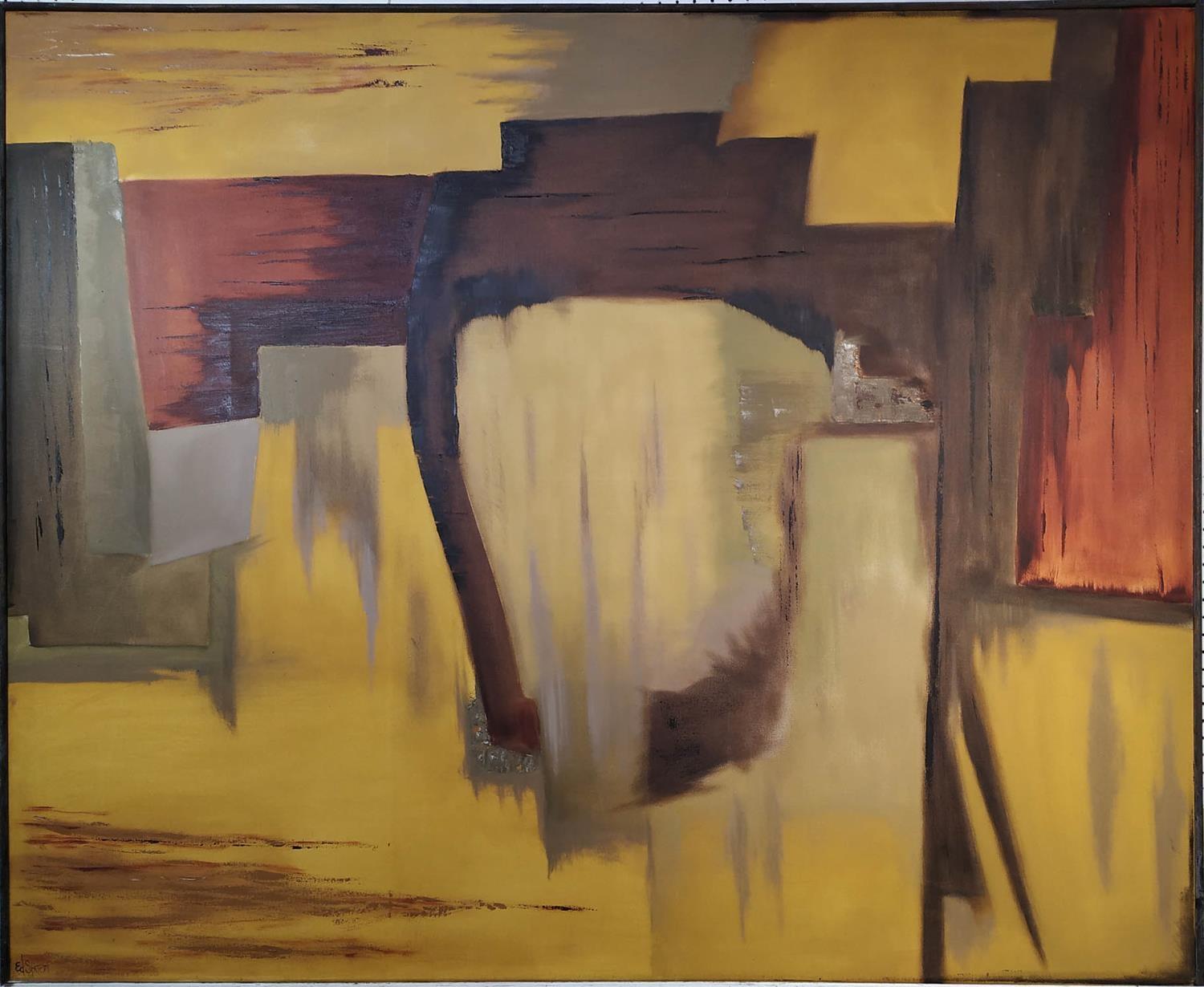 EDUARDO SPITERI 'Abstract', oil on canvas, 102cm x 127cm, signed.