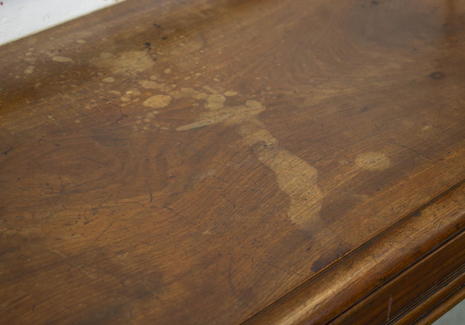 SIDE TABLE, Victorian mahogany, circa 1850 with shield moulded frieze on turned legs, adapted drawer - Image 3 of 4