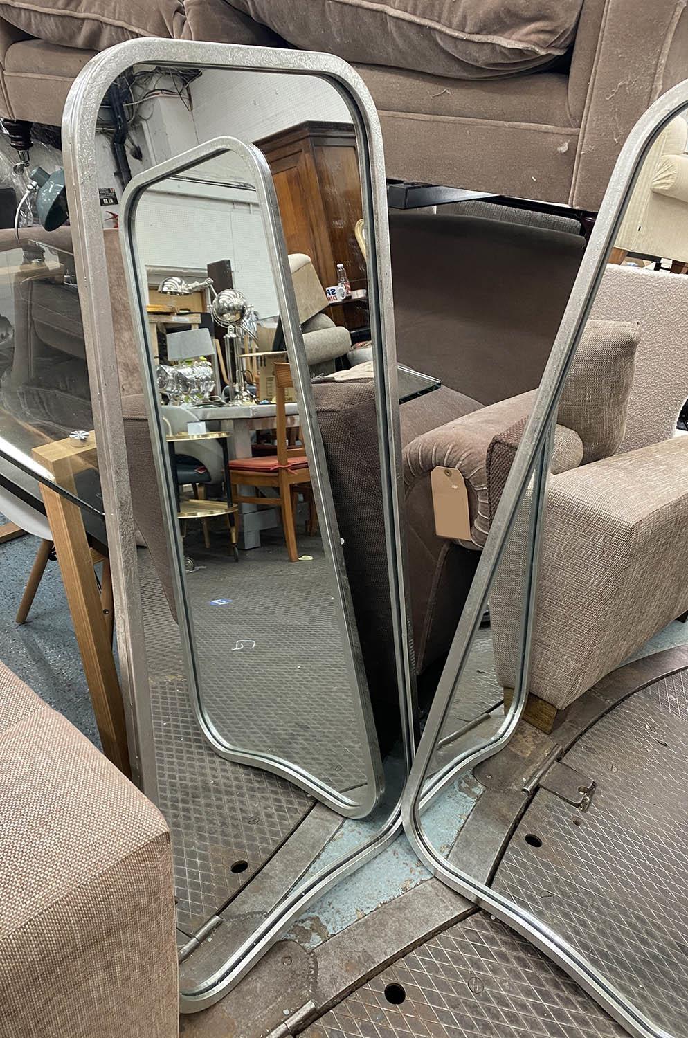 WALL MIRRORS, a pair, 1960's design, silvered finish, 125cm x 57.5cm. (2) - Image 2 of 2