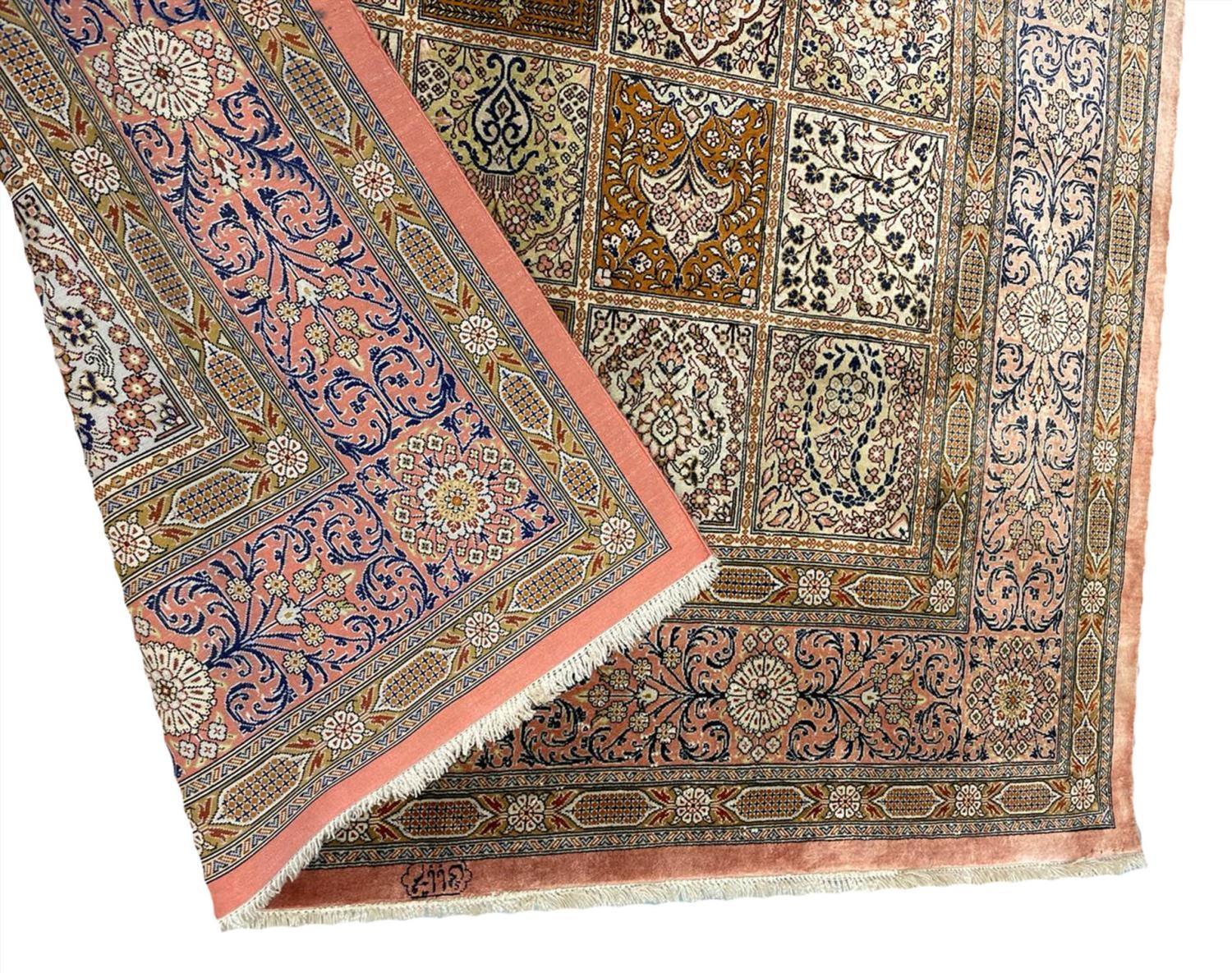 FINE PURE SILK QUM RUG, 204cm x 131cm. - Image 4 of 4