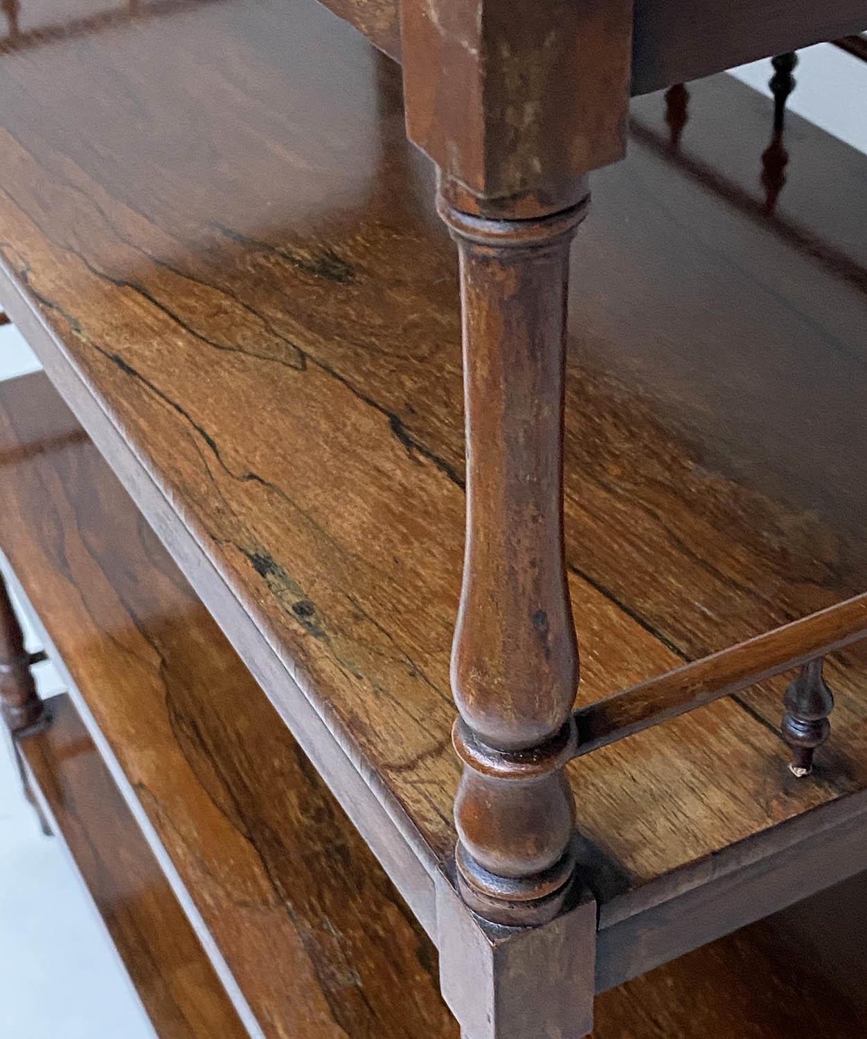 ETAGERE, early 19th century William IV rosewood with grey veined white marble top above three - Image 5 of 6