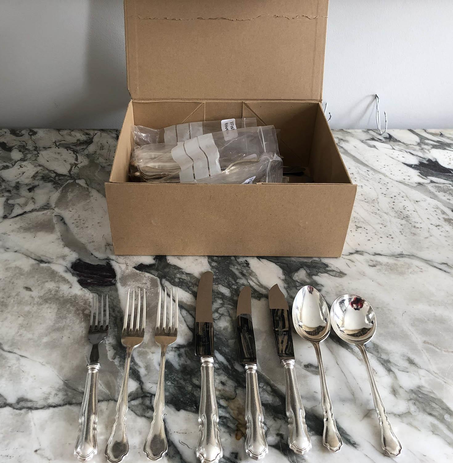 CANTEEN OF CUTLERY, silver plated 'Harrison and Hawson' 'Dubarry' pattern, nine place, eight piece - Image 2 of 3
