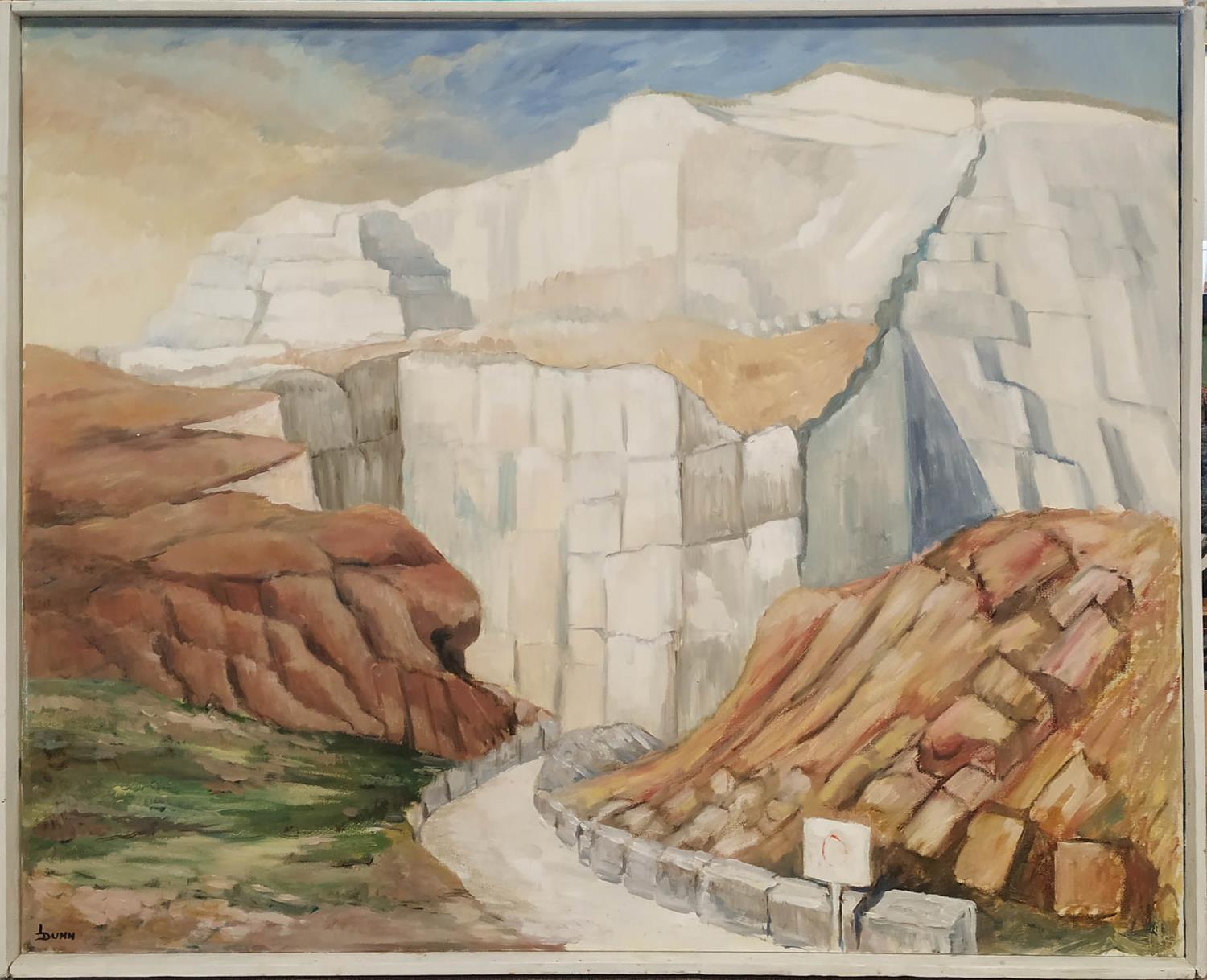LORNA DUNN (1920-2016), 'Monte coto crema marfil quarry, Spain', oil on canvas, 80cm x 100cm,