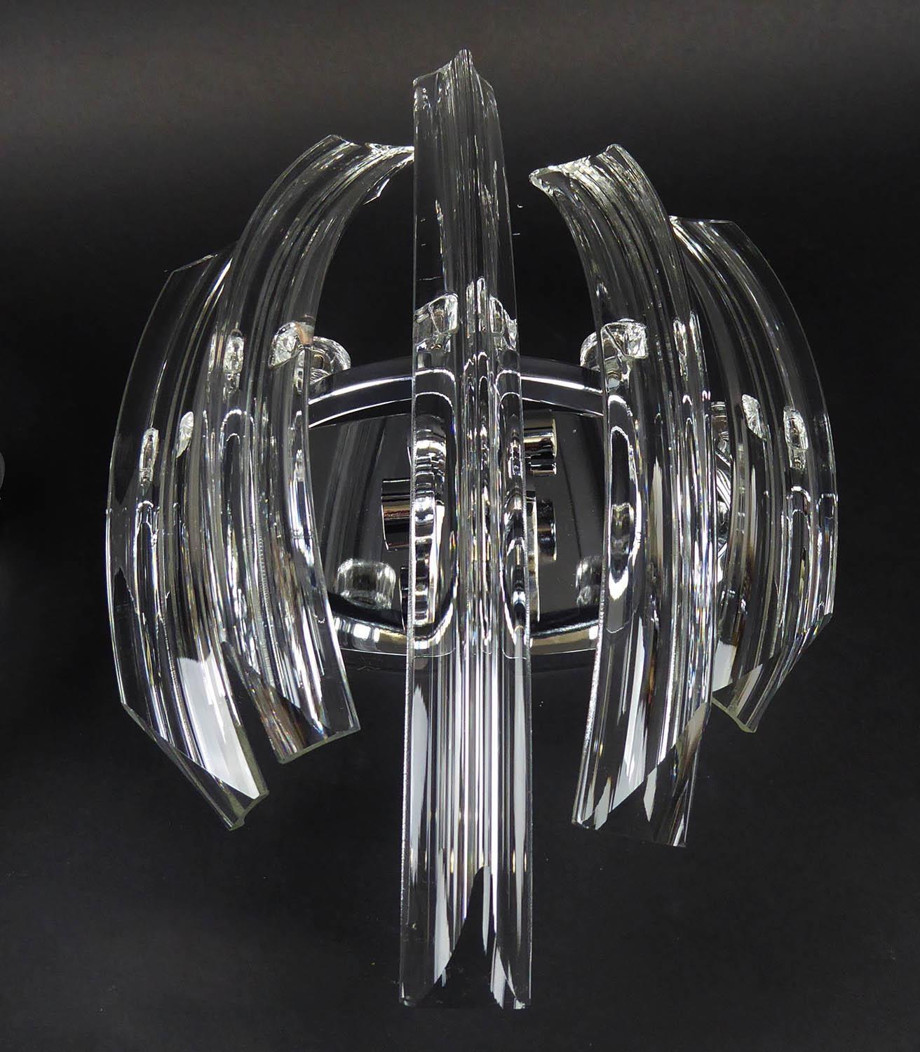 WALL LIGHTS, a pair, contemporary with crystal detail, 31cm L. (2) - Image 3 of 5