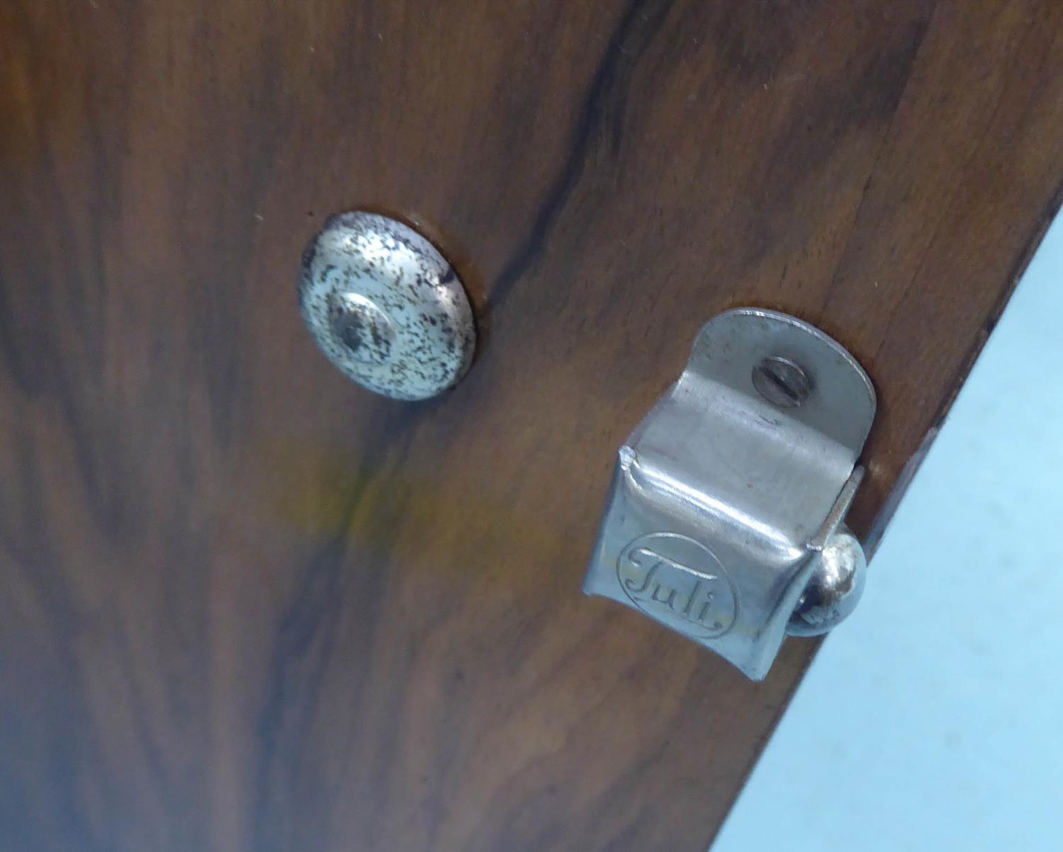 SIDE CABINETS, a pair, Continental walnut, circa 1960, one with single door, the other with two - Image 4 of 8