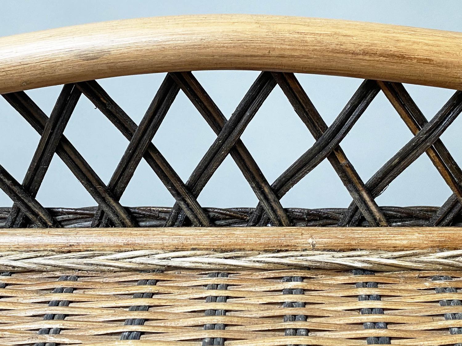 SIDE/WRITING TABLE, vintage Ralph Lauren style two tone rattan with gallery and frieze drawer, 103cm - Image 2 of 6