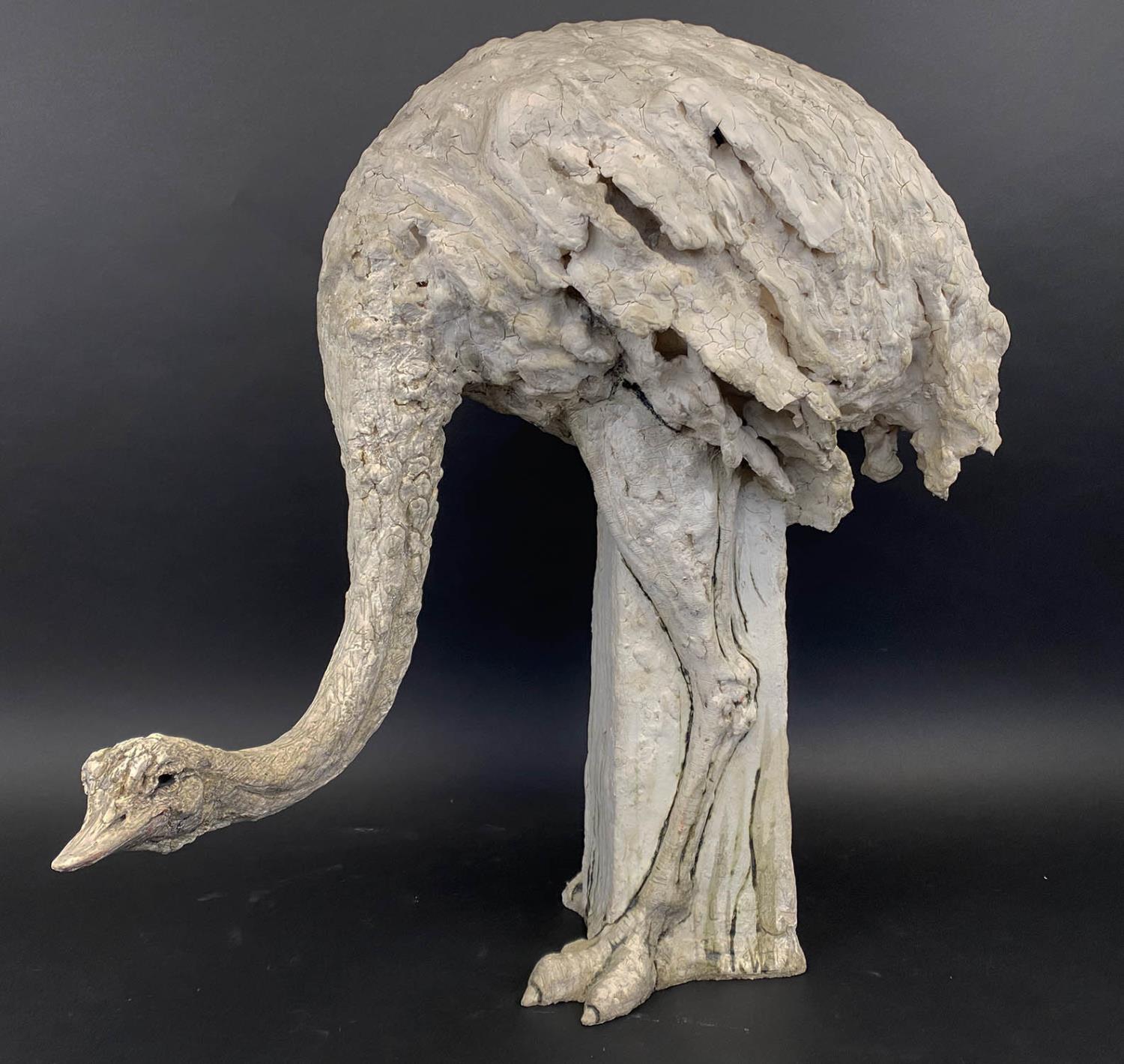 TANYA BRETT (b.1974) OSTRICH, ceramic sculpture, 68cm H x 70cm x 34cm.