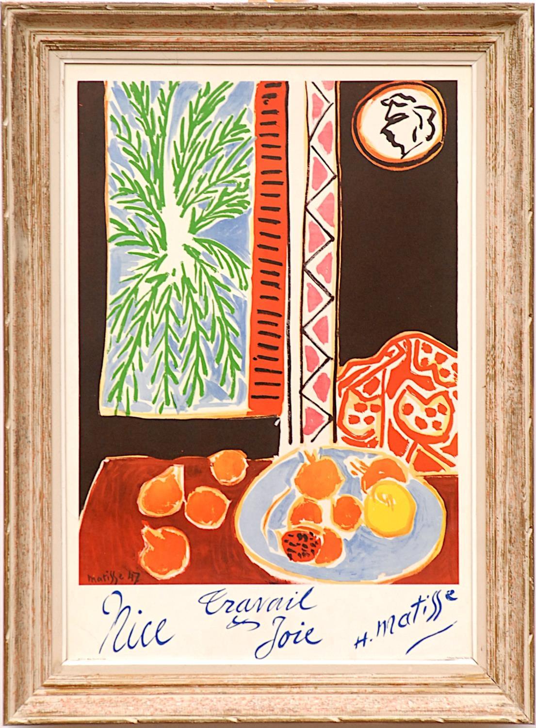 HENRI MATISSE 'Nice and Travail', poster, signed in the plate, 71cm x 49cm. (Subject to ARR - see