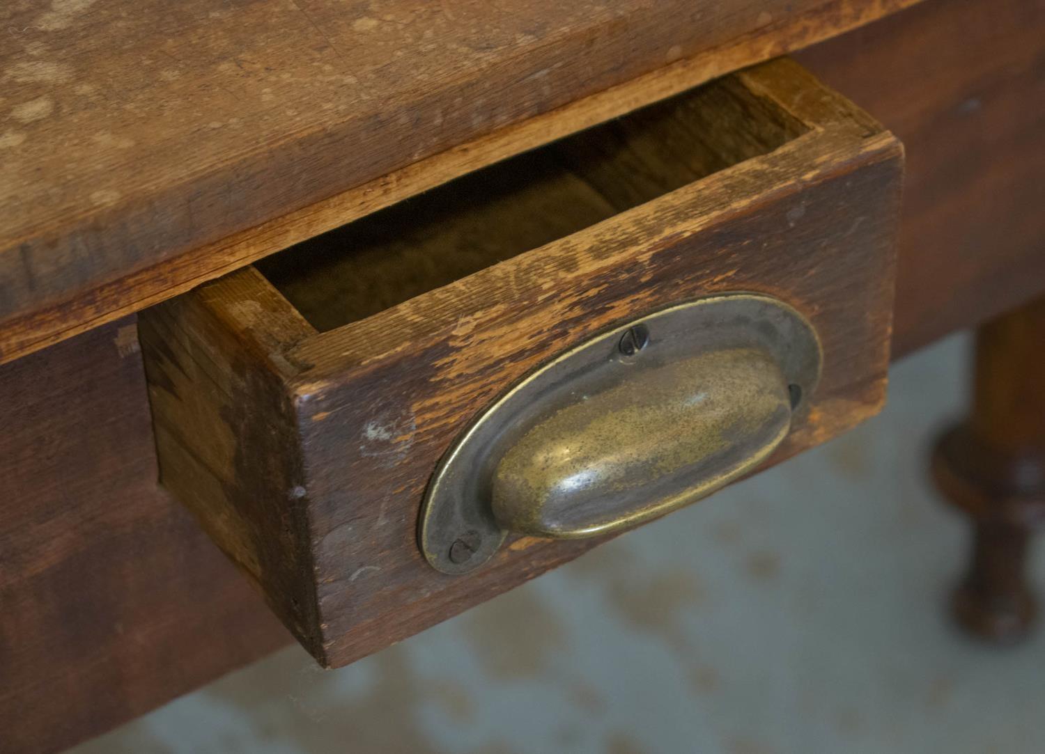 SIDE TABLE, Victorian mahogany, circa 1850 with shield moulded frieze on turned legs, adapted drawer - Image 4 of 4