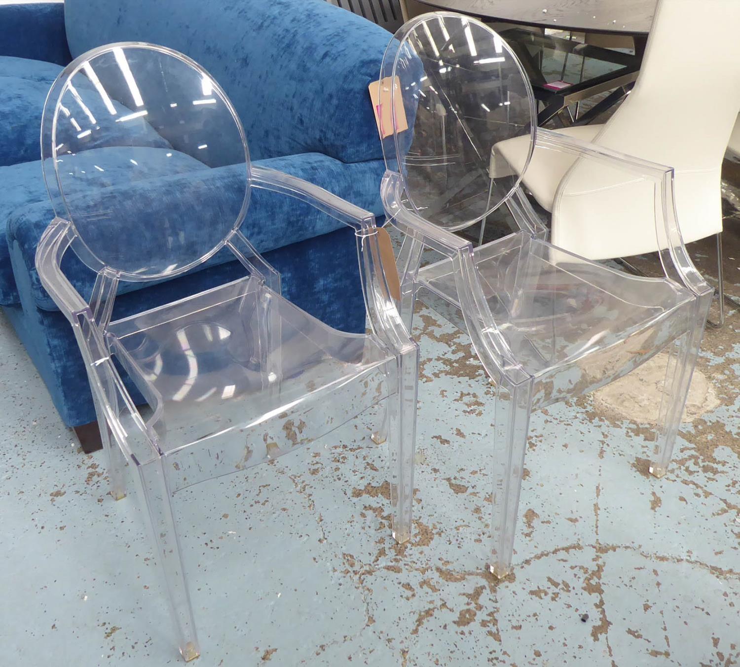 KARTELL GHOST CHAIRS, a set of six, by Philippe Starck, including two Louis and four Victoria