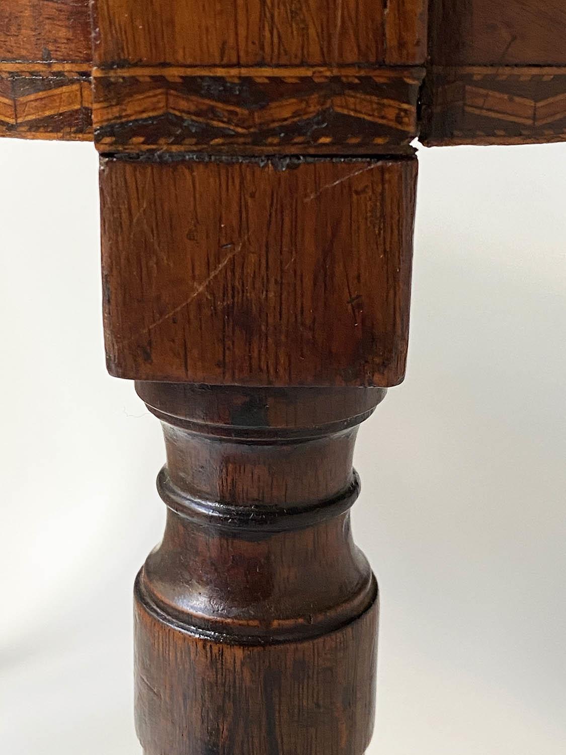 TEA TABLE, George III D shaped mahogany and rosewood crossbanded with satinwood fan medallion centre - Image 3 of 6