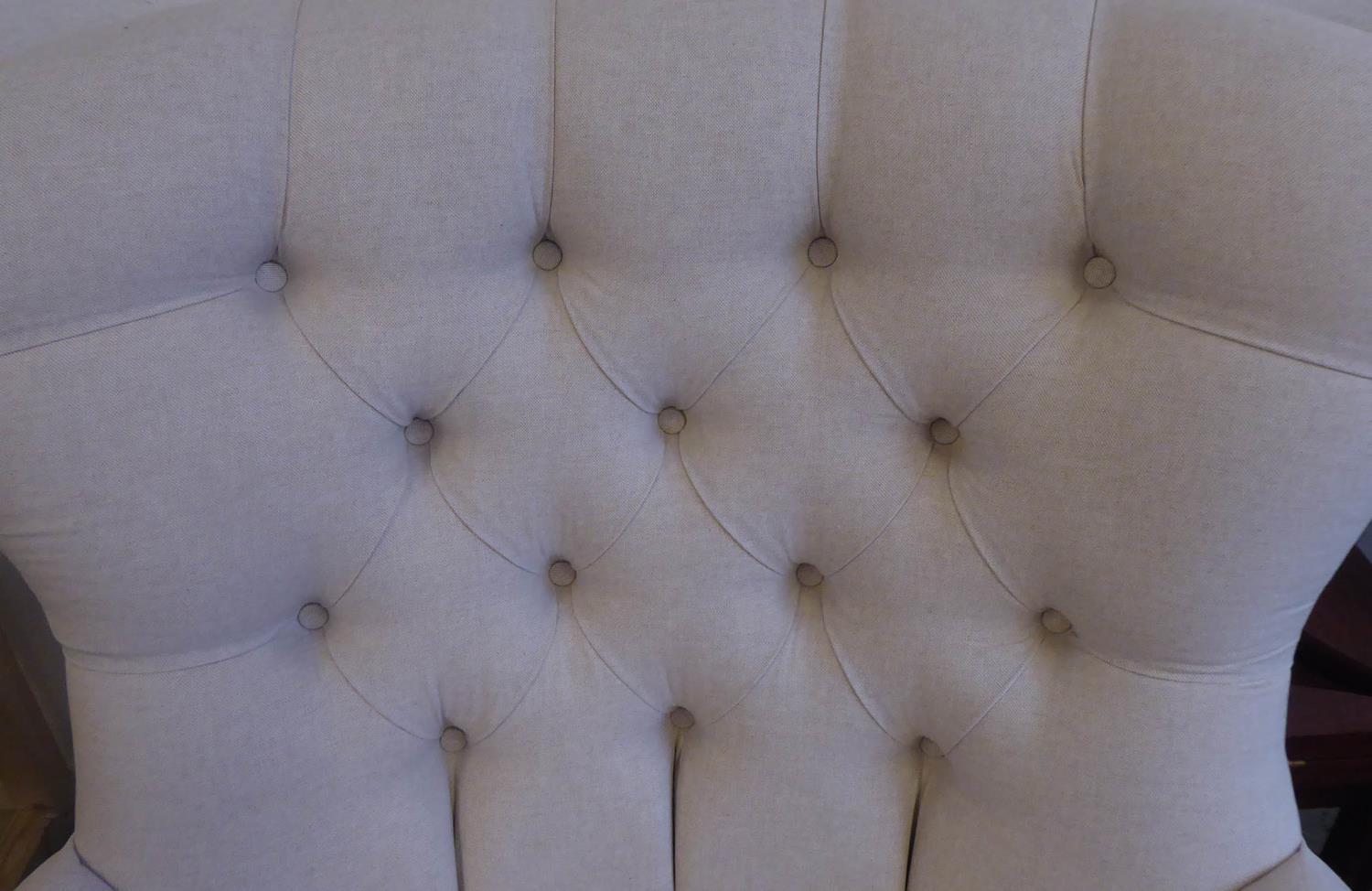 ARMCHAIRS, a pair, neutral buttoned back finish. - Image 3 of 3