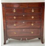 SCOTTISH HALL CHEST, 19th century mahogany and boxwood lined of adapted shallow proportions with two