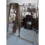 WALL MIRRORS, a pair, 1960's French style, gilt metal frames, 124cm x 58cm. (2)