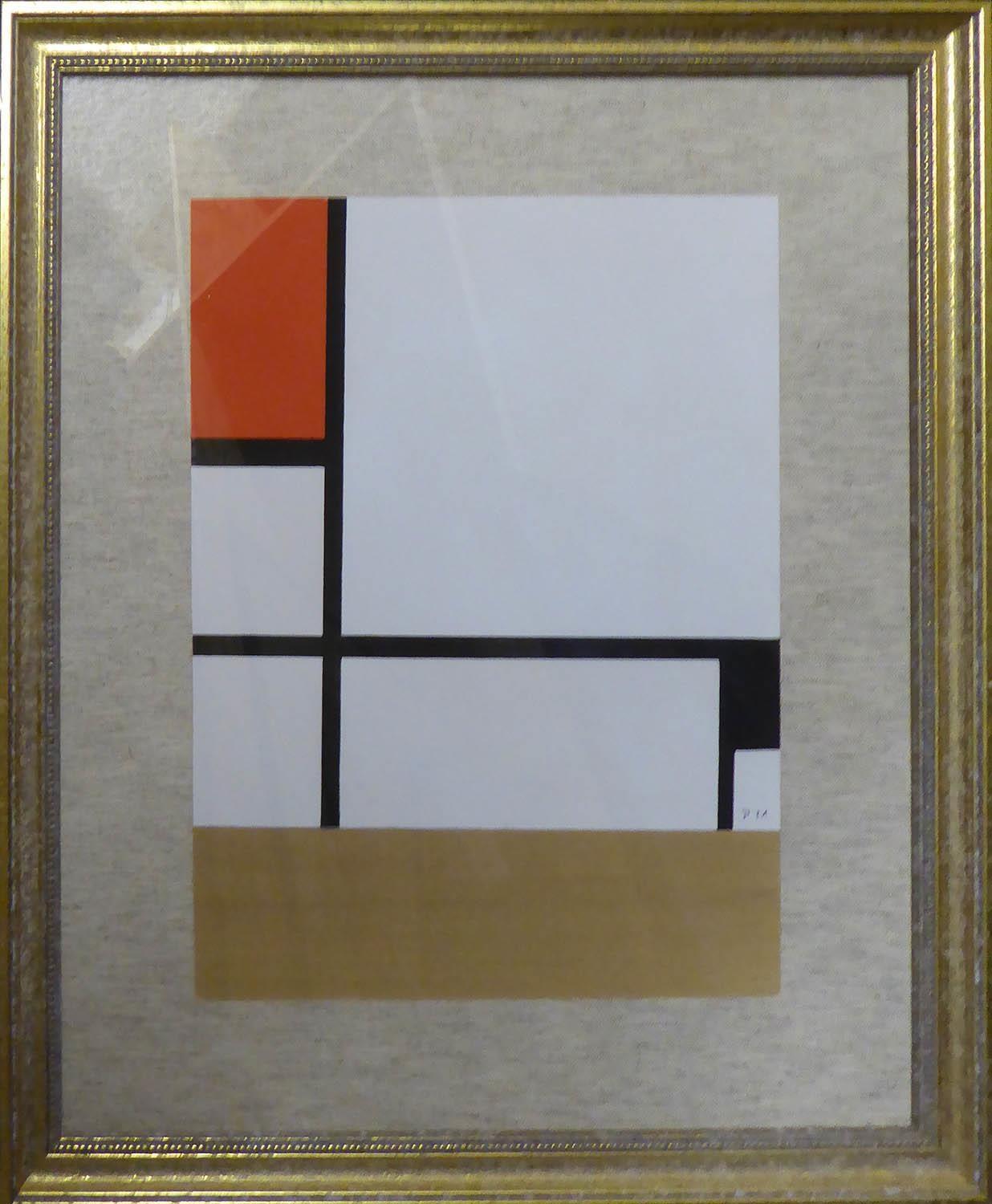 PIET MONDRIAN 'Abstract', original pochoir, 1957, printed by Daniel Jacomet, edition of 1500,