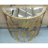 DEMI LUNE CONSOLE TABLE, foliate gilt metal design, 31cm x 78cm x 68cm .