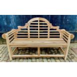 MARLBOROUGH STYLE GARDEN BENCH, teak construction, 165cm W.