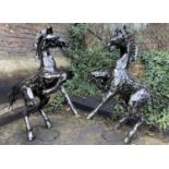 REARING STALLIONS, a pair, Contemporary School sculptural studies, 125cm H. (2)