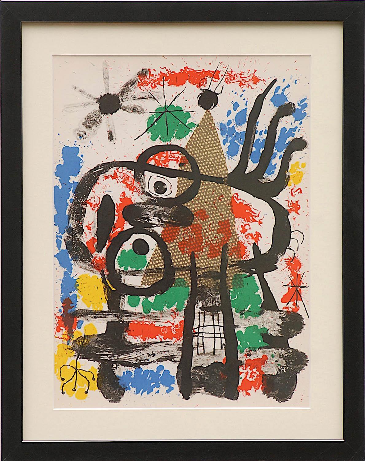 JOAN MIRO 'Abstract 2', lithograph, printed by Maeght, 1959, 298cm x 38cm, framed and glazed.