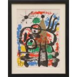 JOAN MIRO 'Abstract 2', lithograph, printed by Maeght, 1959, 298cm x 38cm, framed and glazed.