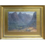 19th CENTURY SCHOOL 'Mountainous Landscapes', a pair of oils on board, 30cm x 40cm each, framed