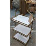 ETAGERE, 1960's French style, gilt metal with marble inserts, 25cm x 40cm x 90cm.