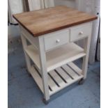 KITCHEN ISLAND BUTCHERS BLOCK, 65cm x 57cm D x 92cm H.