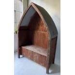 GAZEBO, vintage boarded with rising seat and arched galvanised roof, 140cm x 67cm x 209cm H.