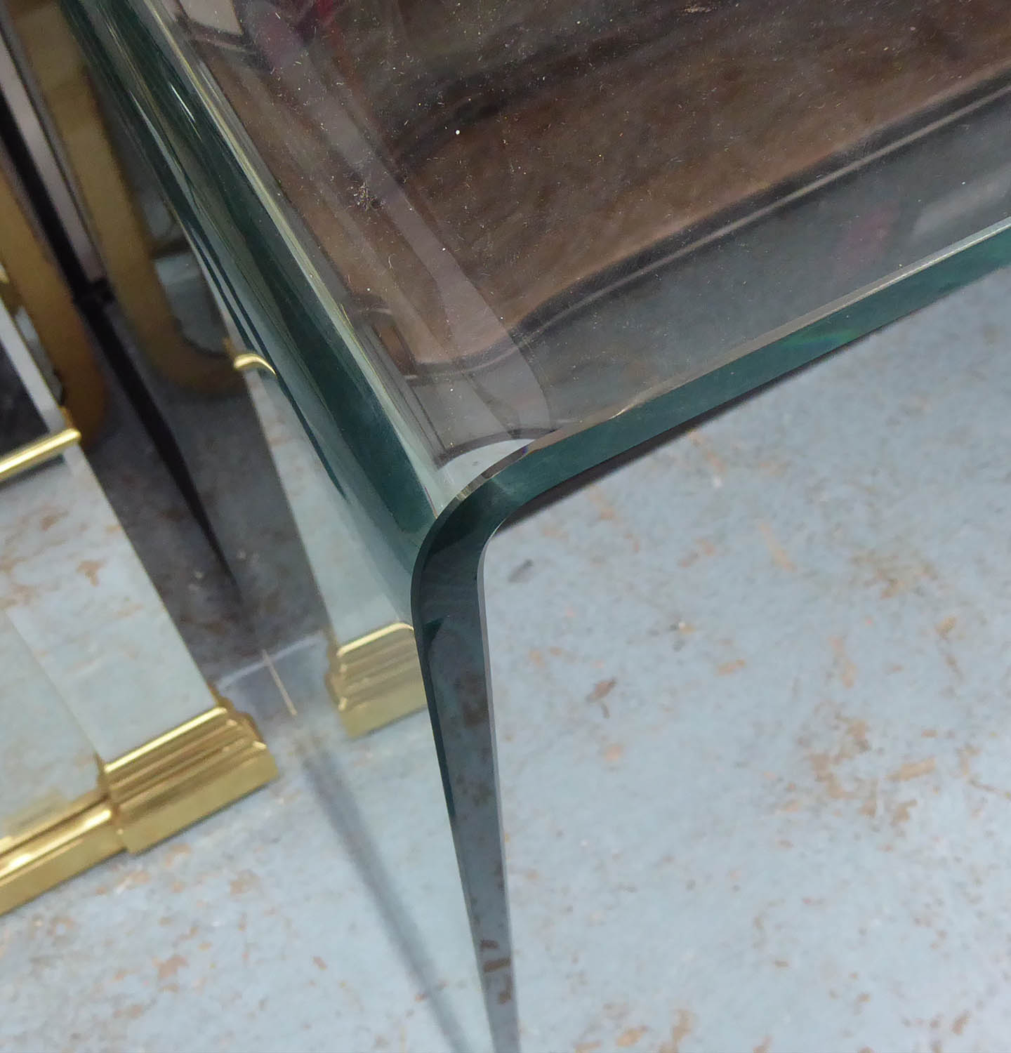 CONSOLE TABLE, contemporary formed glass, 112.5cm L x 38cm W x 79cm H. - Image 2 of 3