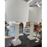 ALABASTER TABLE LAMPS, a pair, with shades, 80cm H. (2)