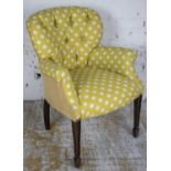 ARMCHAIR, Georgian style in yellow and white dot patterned fabric, 86cm H x 66cm x 66cm.