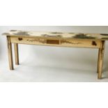 CONSOLE TABLE, rectangular 19th century style distressed cream crackelure with hand painted
