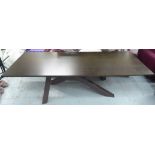 DINING TABLE, dark wood, 100cm D x 77cm H x 260cm L.