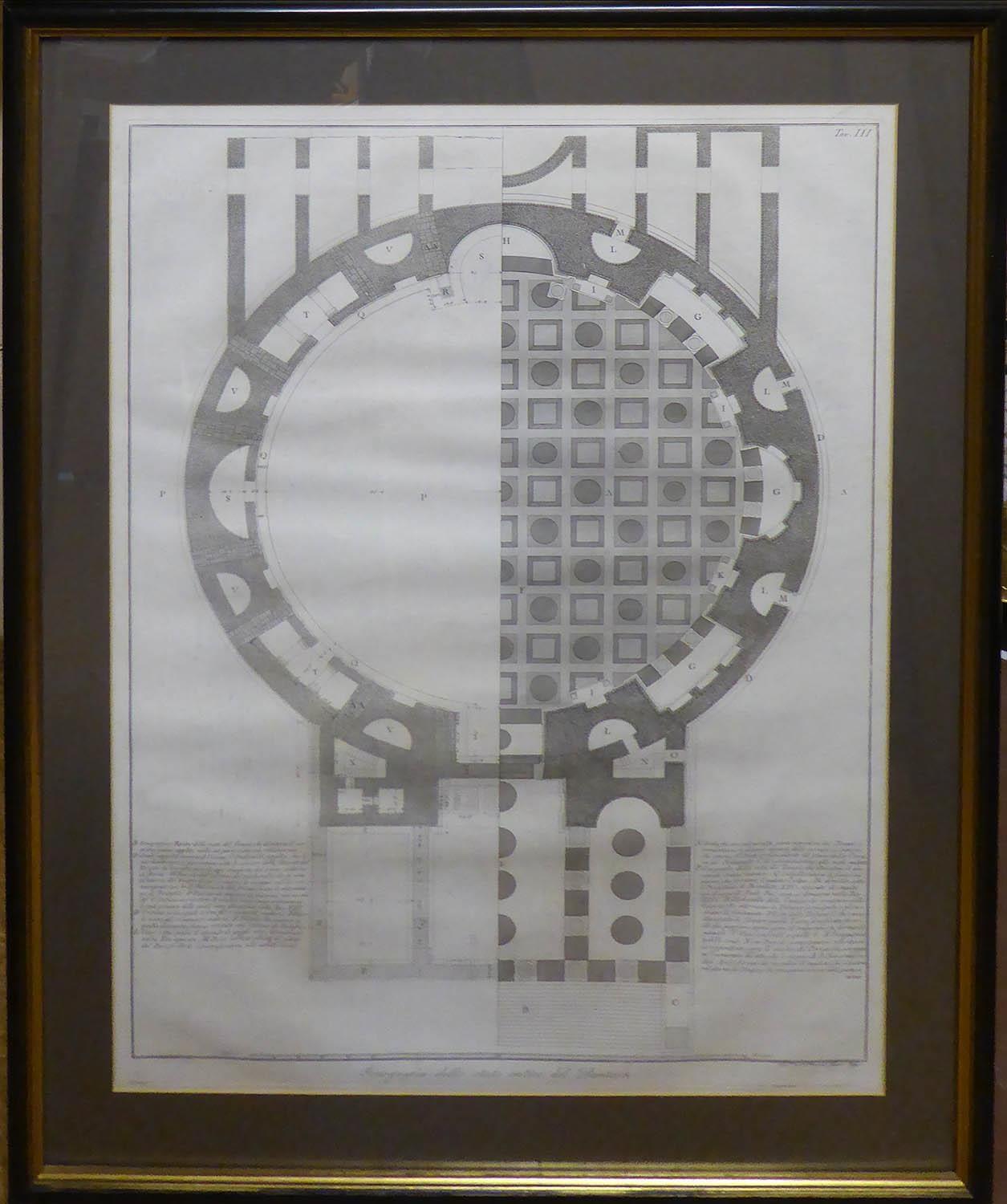 FRANCESCO PIRANESI 'Iconography of the old state of the Pantheon in Rome', original 1790