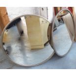 CIRCULAR WALL MIRROR, a pair, contemporary silvered frames, 80cm diam. (2)