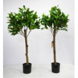 FAUX BAY TREES, a pair, potted, 93cm H approx. (2)