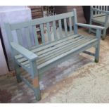 GARDEN BENCH, duck egg blue painted, 128cm W.