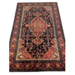 ANTIQUE PERSIAN MALAYER RUG, 200cm x 130cm.