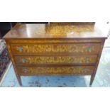 COMMODE, Dutch style with marquetry inlay, 51cm D x 119cm W x 86cm H.