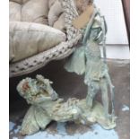 FAIRIES, a set of two, contemporary school studies, verdigris finish, 66cm at tallest. (2)