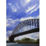 CONTEMPORARY SCHOOL 'Bridge over Water', acrylic on canvas, 100cm x 75cm.
