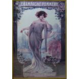 POMMERY AND GRENO CHAMPAGNE POSTER, 125cm x 85cm, gilt framed.