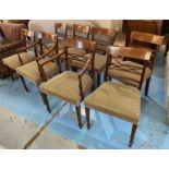 DINING CHAIRS, a set of eight, Sheraton style mahogany and satinwood banded including two