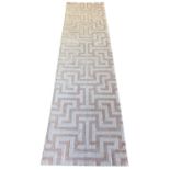 CONTEMPORARY ART DECO DESIGN SILK RUNNER, 300cm x 80cm, geometric pastel pink field.