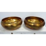 VESSELS, a pair, gilt metal, 21cm H x 51cm Diam. (2)