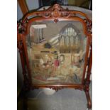 FIRESCREEN, the carved Victorian frame enclosing a needlework panel, 83cm W x 118cm H.