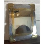 DAVID MARSHALL WALL MIRROR, 1980's Spanish aluminium and brass, 82cm H x 64cm W.