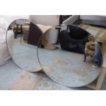 CIRCULAR WALL MIRRORS, a pair, silvered frames, 80cm diam. (2)